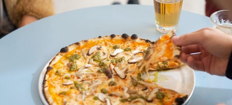 people eating pizza