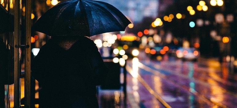 a man in the rain