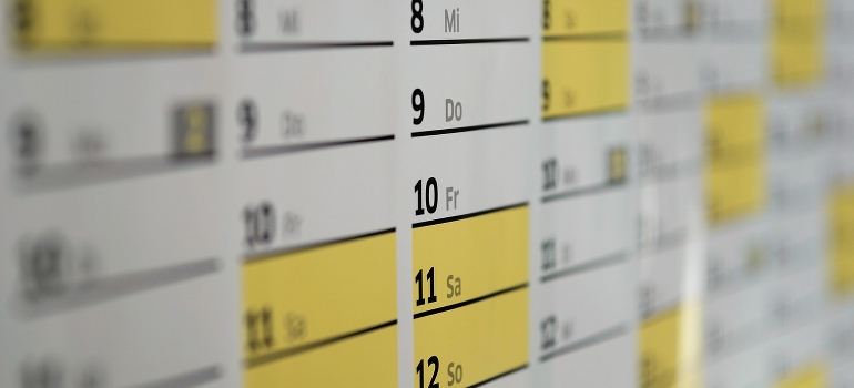 calendar closeup
