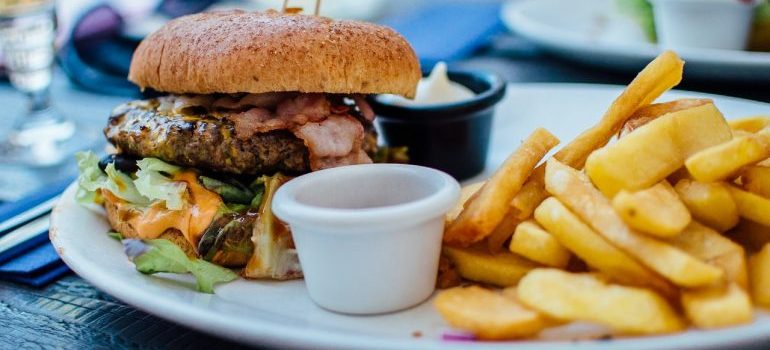 Burger and fries
