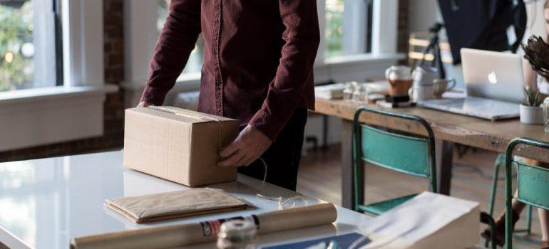 A man packing